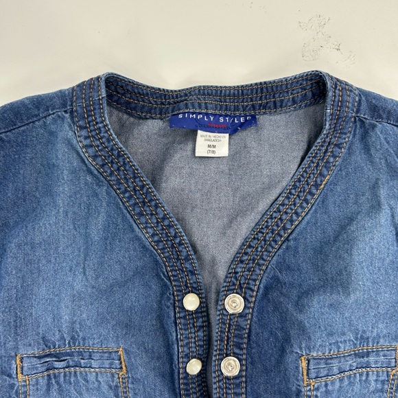 Lot/bundle of 3 dresses- Jean dress, red with hearts, stripe dress -Sz 7/8 - Picture 4 of 8